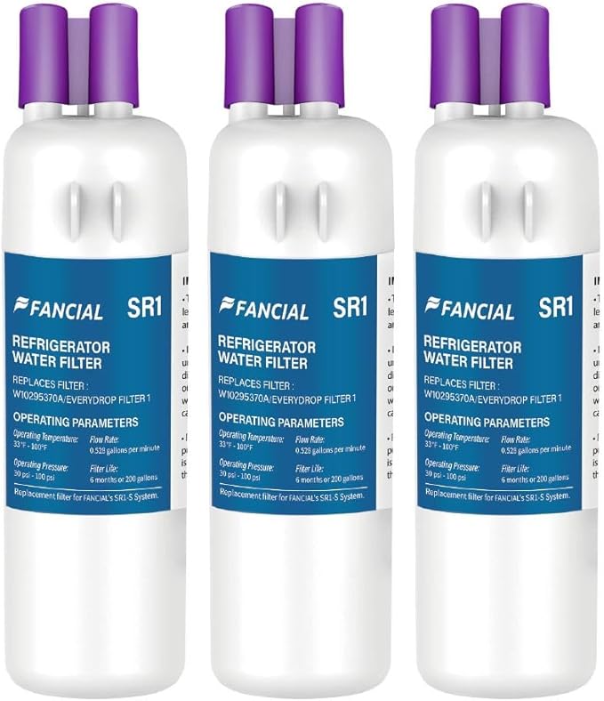 Fancial Refrigerator Water Filters Replacement for Whirlpool, Maytag, KitchenAid-Compatible with EDR1RXD1,W10295370A, Filter 1, WHR1RXD1,6-Month Long Life,three-pack