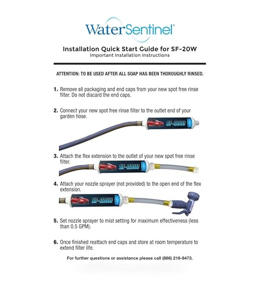 WaterSentinel SF-20W Spotless Car Wash Inline Deionized Water Garden Hose Water Filter & Extension Adapter for RV, Boat, Marine, Motorcycle, Home, Windows, Spot Free Wash, Solar Panels