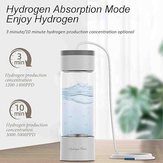 Hydrogen Water Bottle Generator, Portable H2 Water Ionizer Machine Cup with Rechargeable Glass Bottle, Healthy Alkaline Hydrogen Ions Water Maker for Exercise, Travel