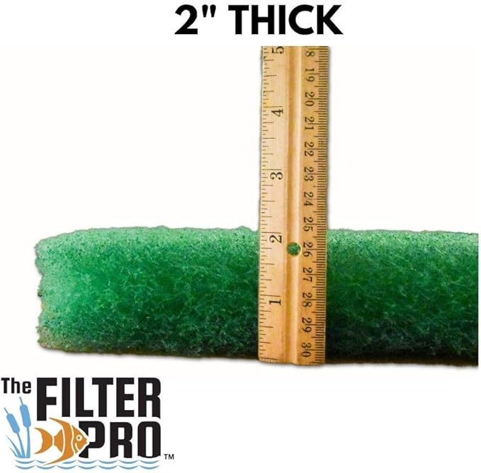 Green Coarse Filter Media, 2" Thick, 16" x 56" Roll, Perfect for Aquariums, Ponds or Water Gardens, Made in USA