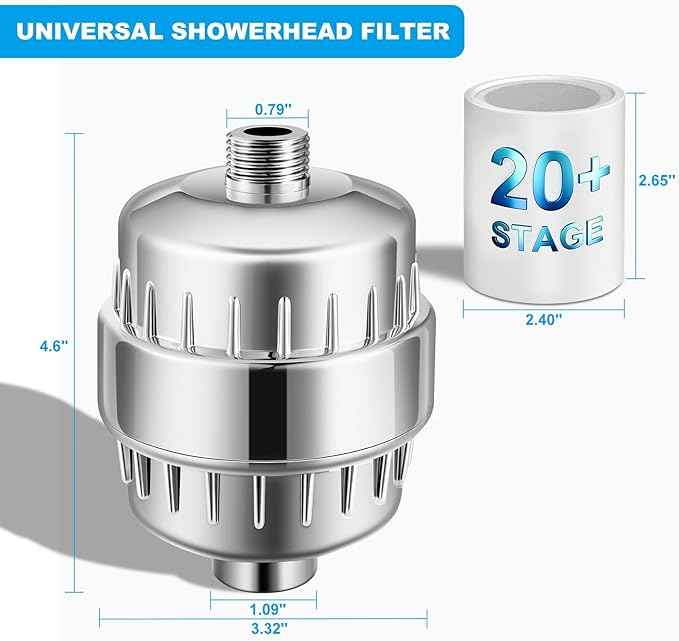 25 Stage Shower Filter, Powerful Shower Head Water Filter for Hard Water, Showerhead Filters to Remove Chlorine Toxic Chemicals & Improve Water Efficiently, Good for Health, Easy to Install