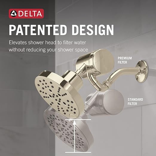 Delta Faucet Clarifi Premium Shower Filter Attachment Polished Nickel with Additional Filter Cartridge