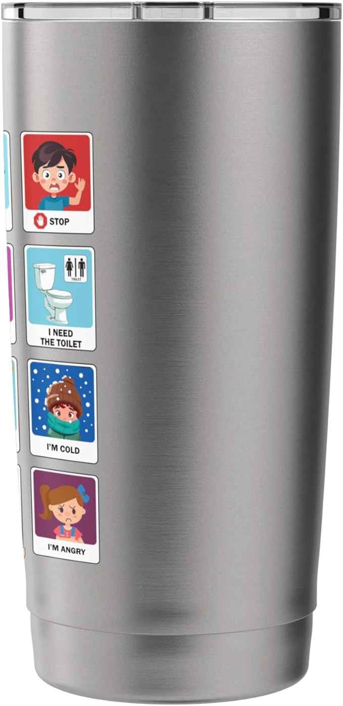 Autism Communication Cards Kids Emotions Speech Therapy AAC Stainless Steel Insulated Tumbler