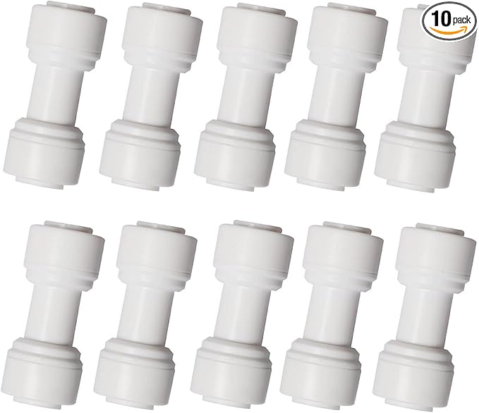 Food-Grade Quick Connector Push-In Tube Fitting 3/8 inch Tube OD to 3/8 inch Tube OD push fit straight quick connect for RO water system (10pack) - AquaVibe
