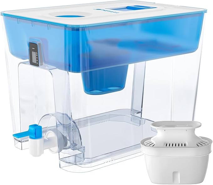 Heyaxa Water Filter Dispenser for Tap and Drinking Water with 1 Filter, 40-Cup Capacity 200-Gallon Long-Life, BPA Free,Removes Fluoride, Chlorine, Lead, Forever Chemicals