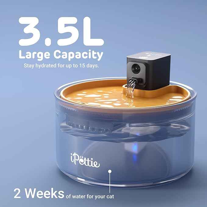 iPettie Ceramic Cat Water Fountain, 3.5L/118oz Cordless Pet Water Dispenser with 3 Water Modes, Ultra-Quiet Pump, Rechargeable 3000mAh Battery, BPA-Free Ceramic & ABS, Auto Low Water & Battery Alerts