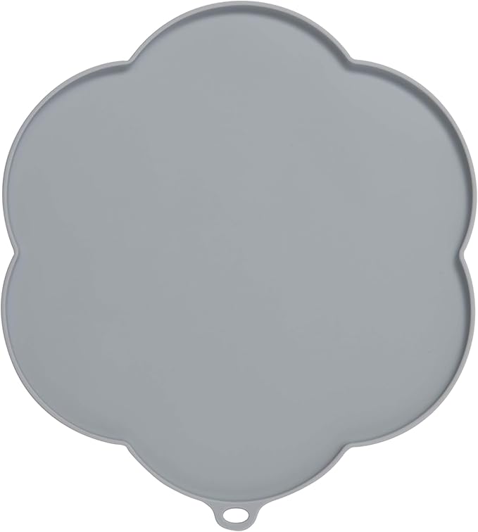 Catit Flower Shape Cat Placemat, Gray, diameter 11.8in