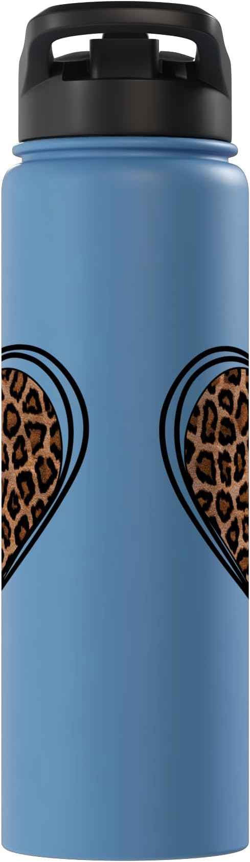 Heart Shape - Cute Cheetah Leopard Print Graphic Stainless Steel Insulated Water Bottle