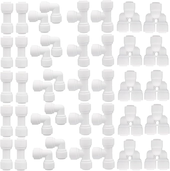 40 pcs Water Tube Fittings Kit,1/4" OD Quick Connect Push to Connect Fittings for RO/DI Water Filter System - AquaVibe