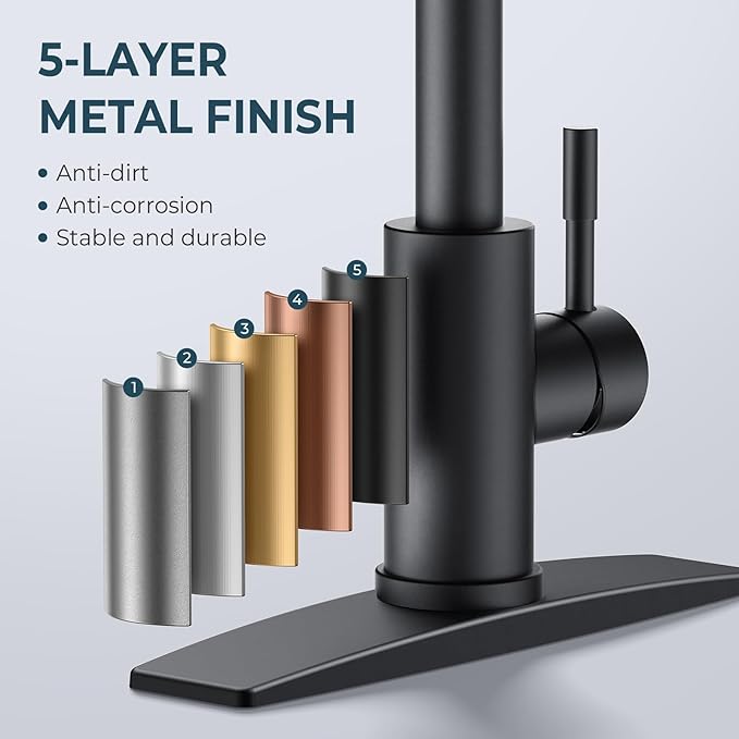 FORIOUS Kitchen Faucet and Water Filter Faucet Combo, Stainless Steel Traditional Sink Faucet with Drinking Water Faucet Fits Reverse Osmosis, Water Filtration System and Pot Filler, Matte Black