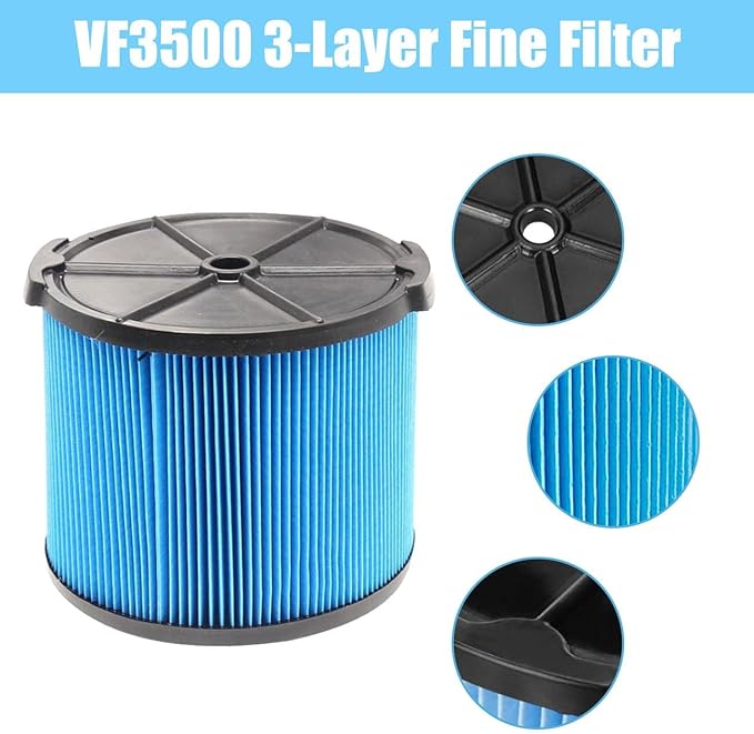 ANBOO 4 Pack VF3500 Replacement Filters for Ridgid Shop Vac 3-4.5 Gallon Wet/Dry Vacuum Cleaners + 2 Pack VF3501 Vacuum Filter Bags Compatible with Shop Vac 3-4.5 Gallon Vacuums - AquaVibe