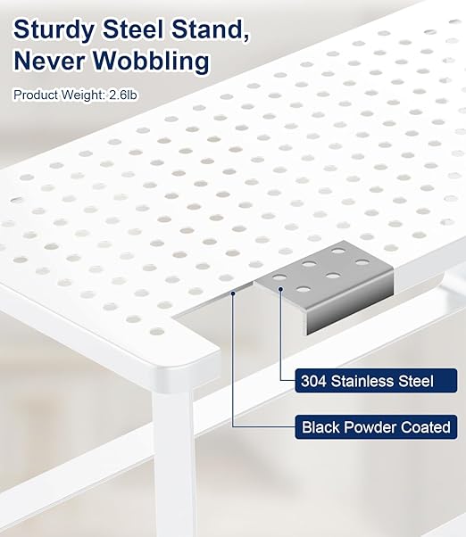 Water Filter Dispenser Stand with Drip Tray - 7.9''W x 14.9''D x 7''H, Metal Stand Designed for Brita Water Filter, Compatible with ZeroWater, PUR, Waterdrop etc - White