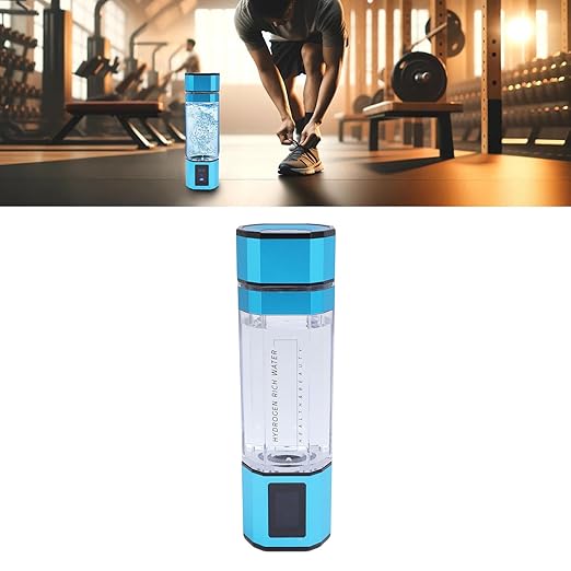 New Hydrogen Water Bottle, 300ml PCTG Type C 5V Hydrogen Rich Water Generator Cup for Home Office Outdoor Sports (Blue)