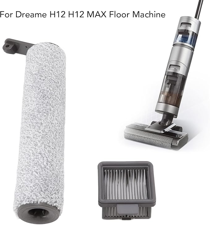 Vacuum Cleaner Brush Roll Replaceable Brush Rollers and Filters Accessory Kit, Floor Machine Brush Roller with Filter Compatible for H12 H12MAX, Floor Scrubber Replacement Parts - AquaVibe