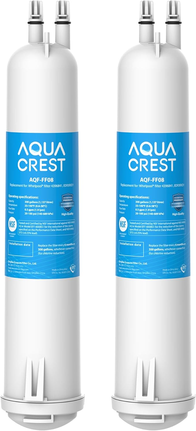 AQUA CREST EDR3RXD1 Replacement for 4396841, Everydrop® Filter 3, 4396710, Kenmore® 46-9083, 46-9030, Refrigerator Water Filter, 2 Filters