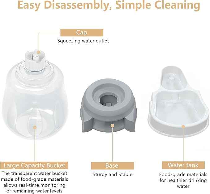 1 Gallon Automatic Dog Water Dispenser, Large Capacity Gravity Pet Water Bowl for Multiple Pets, BPA-Free Cat Water Feeder for Large Dogs, Refill Less Often, Grey