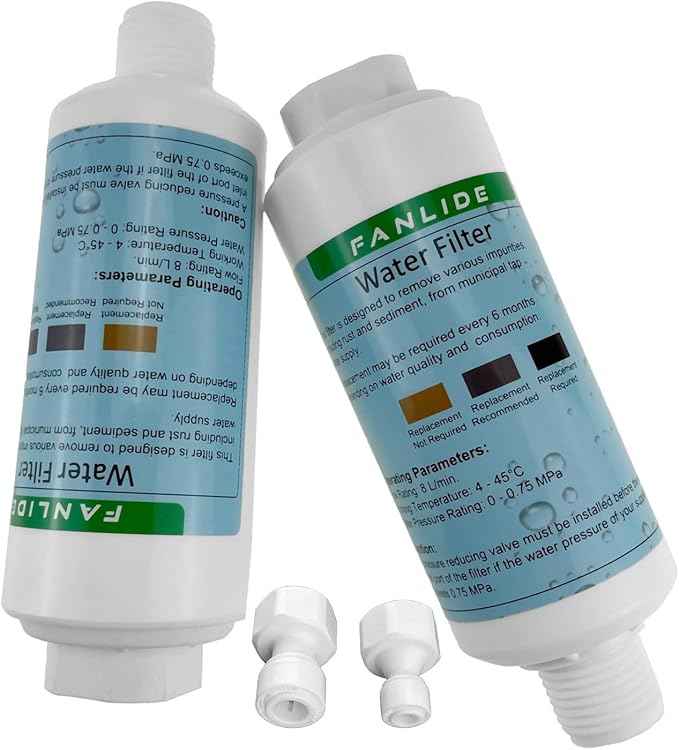 Bidet water filter for electronic bidet seats, Toilet water filter system, compatible with 1/2" 1/4" 3/8" Bidet hose (2 Filters + 2 Adapter) - AquaVibe