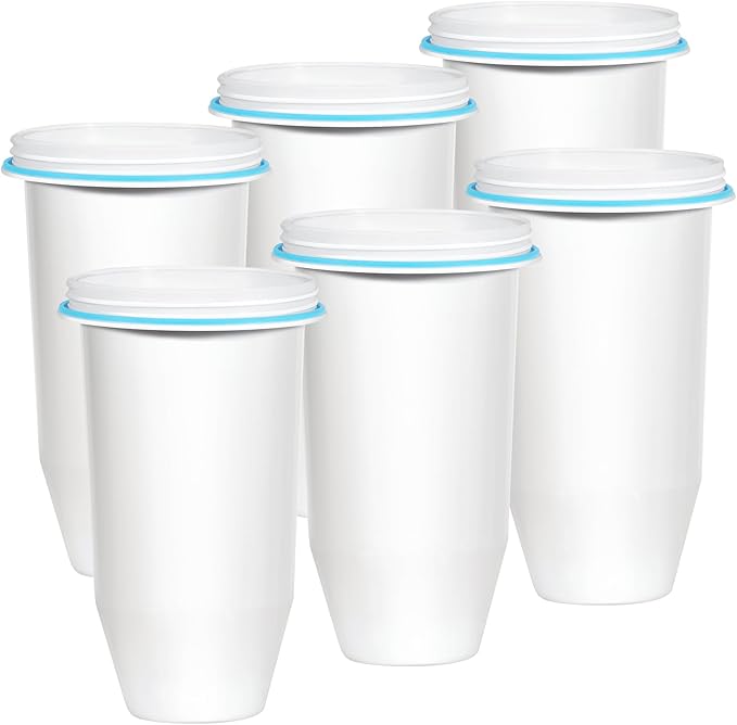 Upgraded 5-Stage Water Filter Replacement for Zero Pitcher & Dispenser, Reduces Lead, Chromium, PFOA & PFOS, Compatible with ZR-001, ZR-004, ZR-017, 6-Pack