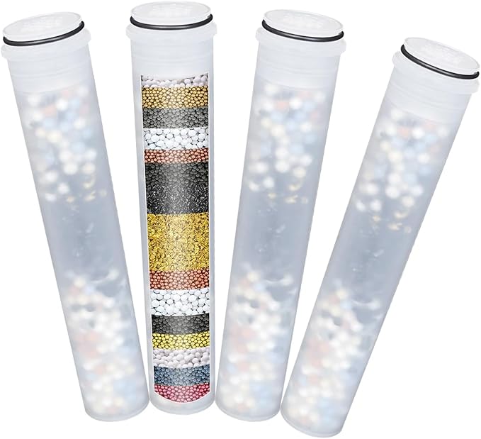 Multi-Stage Shower Filter Compatible with MakeFit SSJ731/SW9730 Filtered Shower Head with Handheld Combo-&HOPOPRO SS5775 Handheld Shower Head,Hard Water High Efficiency Filter-4 Pack