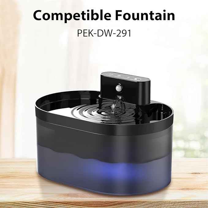 PEKTACO Replacement Cat Water Fountain Filters, 2.2L/74oz Automatic Pet Water Fountain Replacement Filters and Sponges(9 Pack)