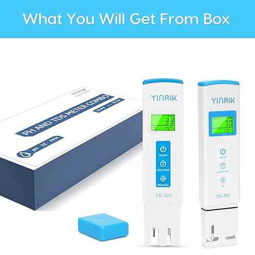 YINMIK Digital pH Meter TDS Meter Combo Accurate Measurement for pH TDS EC Temp with ATC, 2nd Generation Water Quality Tester with Horizontal Display for Hydroponic Swimming Pool Aquarium
