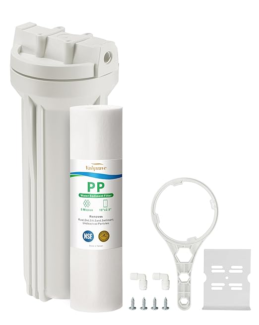 Under Sink Water Filtration System, NSF Certified Single Stage 10 x 2.5 Inch PP Water Sediment Filter 1/2" FNPT Inlet/Outlet BPA-Free Lead-Free