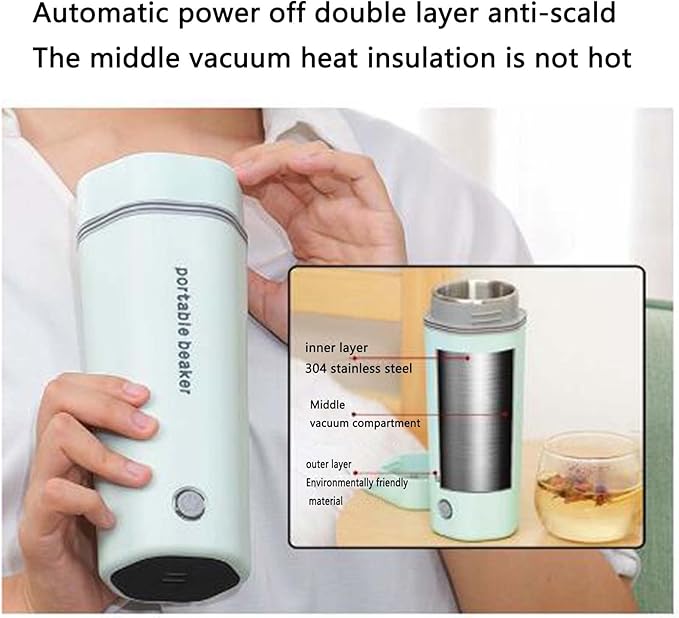 Water Camping Kettle Kettles Teakettles Hot Water Dispensers Electric Kettle Travel 110V Car 12V Portable 400ML Sealed and Leak-proof Non-slip Bottom (White,12V)