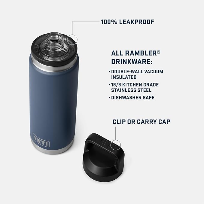 YETI Rambler 26 oz Bottle, Leakproof, Vacuum Insulated, Stainless Steel with Chug Cap, Solar Flare