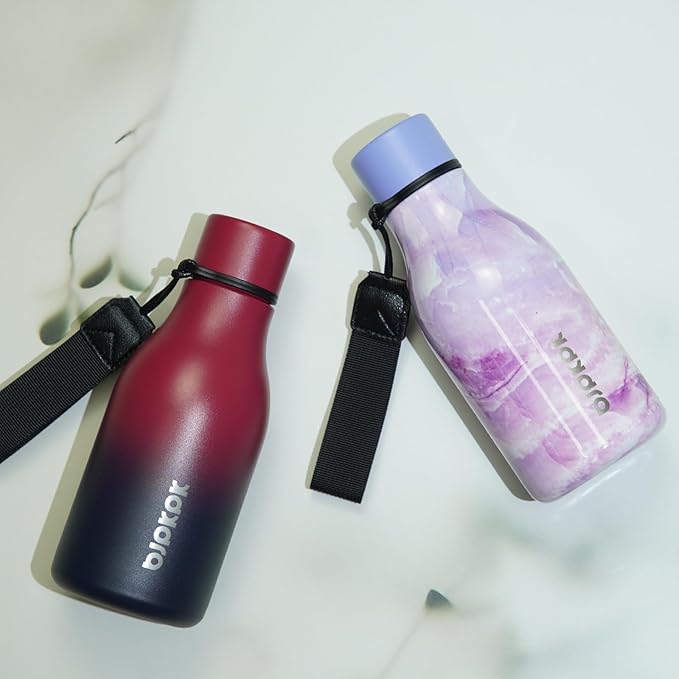 BJPKPK Insulated Water Bottles, 12oz Stainless Steel Metal Water Bottle with Strap, BPA Free Leak Proof Jugs, Mugs, Flasks, Reusable Thermal Flasks for Sports & Travel, Dawn