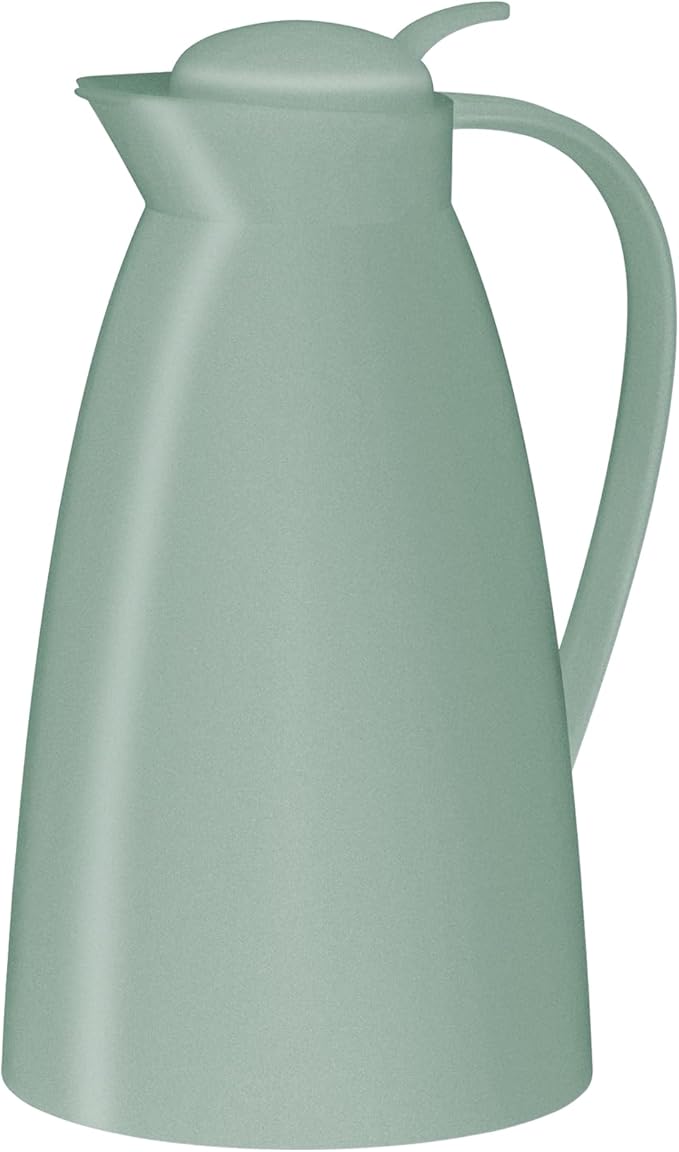 alfi Eco 1.0 L, mint green, insulated jug with hygienic tempered glass insert made of plastic, screw cap with comfortable push button, pouring with one hand, ideal as a coffee pot, teapot, BPA-free