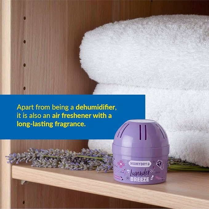 HUMYDRY® - Pack of 12 Mini Units - Dehumidifier and Air Freshener - 2.6 oz - Moisture Absorbers - Prevents Odors - Lavender Scent - For small spaces