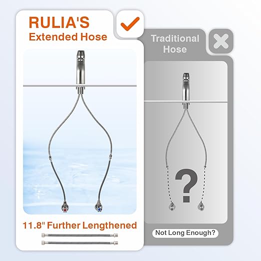 RULIA Faucet Supply Hose Connector, 11.8" Length x 9/16 Female x 9/16 Male Faucet Extension Hose, Nylon Braided Supply Line, 2-Pack, RB2030