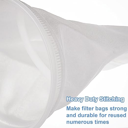 8 Pack 7" x 15.7" Filter Socks 7 Inch Ring by 15.7 Inch Long 200 Micron Filter Bag, Felt Filter Sock for Aquarium, Industry, Chemical, Water Liquid Filter Bags