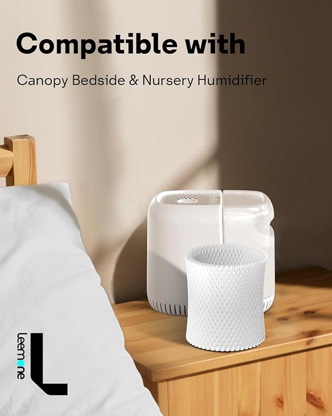 Leemone 3-Pack Bedside Humidifier Filter Replacement Compatible with Canopy Bedside & Nursery Humidifiers, Humidifier Wicking Filter Lasts Up to 6 Weeks