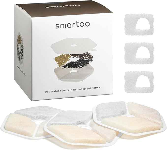 3 Packs Official Replacement Filters and 3 Packs Sponges for 152oz/4.5L Wireless Cat Water Fountain PTM-643