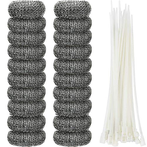 20 Pieces Lint Traps Washing Machine Drain Hose Filter Stainless Steel Snare Laundry Mesh Washing Machine Lint Trap Catcher with 20 Pcs Pieces Cable Ties (40 Count)