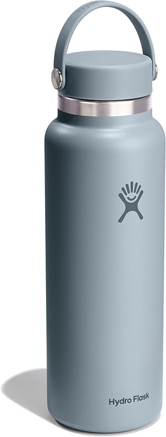 Hydro Flask Water Bottle - Insulated Stainless Steel - Wide Mouth Flex Lid, Non Spill, Leakproof and Refillable in 40 Oz Shale Gray