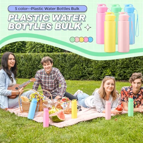 50 Pieces Reusable Plastic Water Bottles Bulk (50 Count)