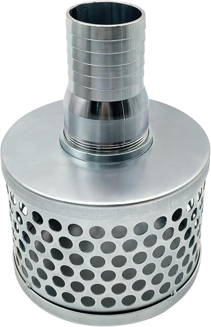 Round Hole Suction Strainers and Combination Hose Connector Set for Pump, Plated Steel (3 inch set)