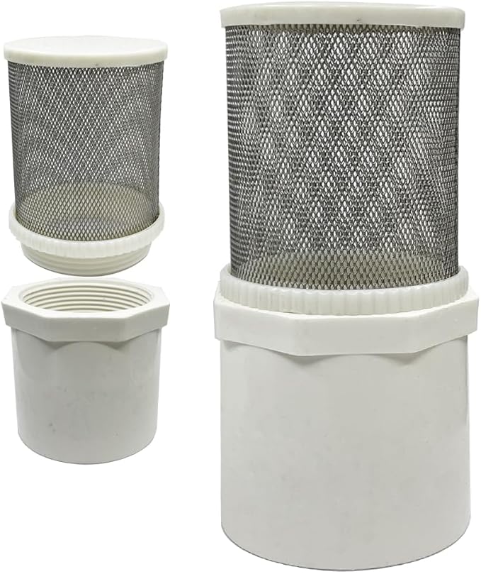 DN20 inch stainless steel filter cover connected to 3/4" DN20 PVC water pipe, Suction Strainers 360 degree mesh rapid filtration used to remove debris and reduce solid entry