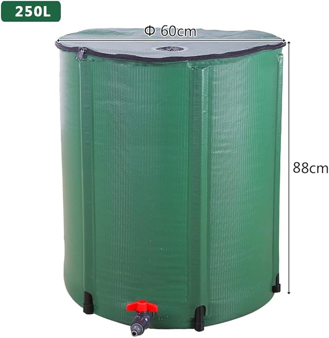 Outvita 66 Gallon Collapsible Rain Barrel, Rainwater Collection System, Portable Foldable Garden Water Storage Tank, Water Catcher with Filter Overflow Kit Faucet Green