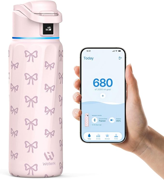 BOOST Smart Water Bottle with Reminder & Tracker, Double Wall Vacuum Insulated Bottles Stainless Steel, 32oz BPA-Free Wide Mouth for Gym, Office, School, Ideal Gift for Christmas, New Year