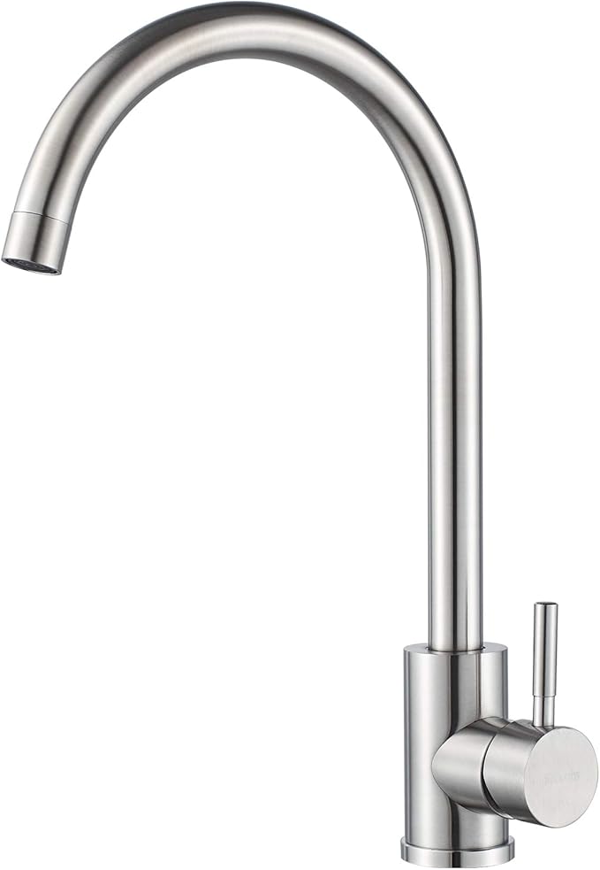 Single Handle High Arc Kitchen Faucet Stainless Steel Brushed Nickel,Commercial Single Hole Kitchen Sink Faucet,Modern One Hole Bar Sink Faucet