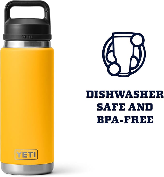 YETI Rambler 26 oz Bottle, Leakproof, Vacuum Insulated, Stainless Steel with Chug Cap, Alpine Yellow