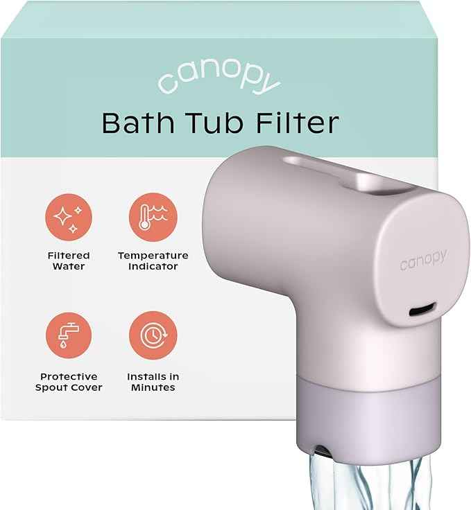 Canopy Baby Bath Tub Filter – Gentler Water Filtration for Delicate Skin | Reduces Chlorine & Irritants | BPA-Free Silicone Spout Cover | Easy Tool-Free Install | Activated Carbon Filtration