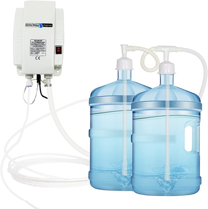 Bottled Drinking Water Pump System Double-Tube Power 25W, Bottled Water Dispensing 2.5L Flow Electric Water Pump for 5 Gallon Bottle Water for Coffee,Refrigerators,Ice Maker,Faucet