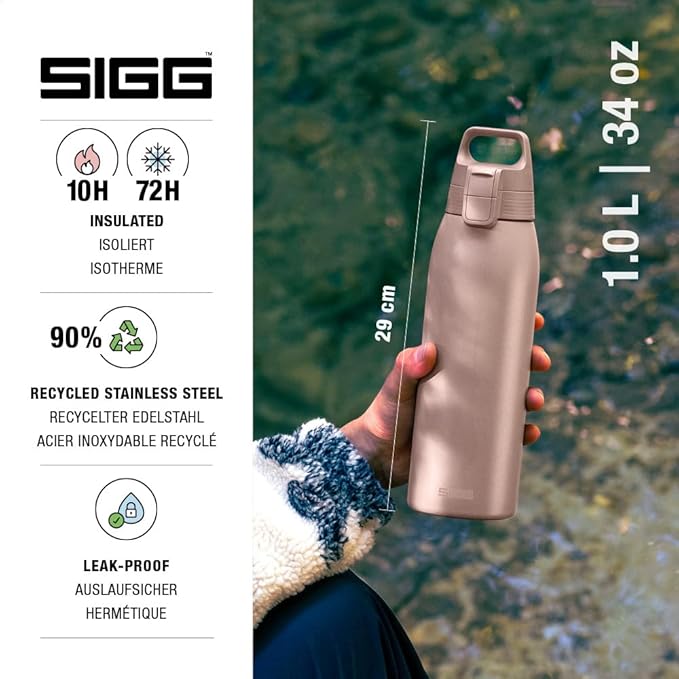 SIGG - Shield Therm- Stainless Steel Insulated Water Bottle - Carbonated Drinks, Leakproof, BPA Free, Recycled, 25, 34Oz