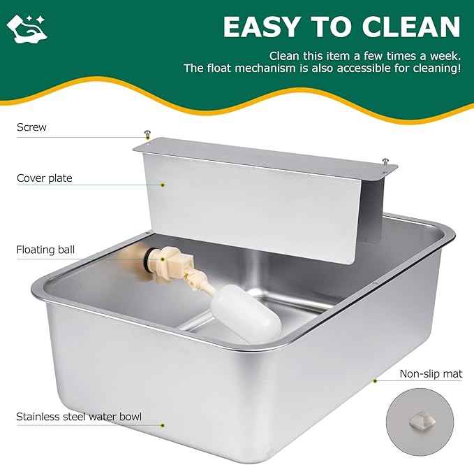 6 Gal Automatic Dog Water Bowl Dispenser Stainless Steel Dog Waterer for Large Breed Dogs, Outdoor Extra Large Bowl for Cats Pets Livestock Chicken