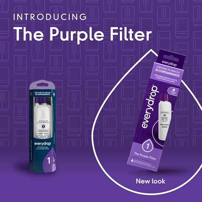 everydrop by Whirlpool Ice and Water Refrigerator Filter 1, EDR1RXD1, Single-Pack , Purple
