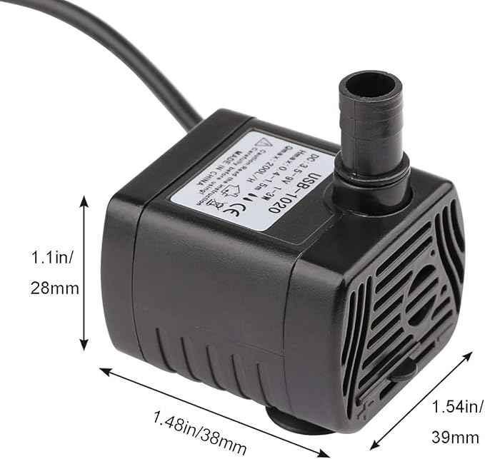 Driew 3W DC 3.5-8V USB Water Pump with Power Cord, Solar Mini Submersible,Brushless,Waterproof (2, Black)